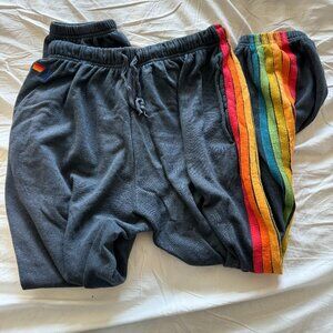 Aviator Nation 6 Stripe Sweatpants Charcoal with Pockets